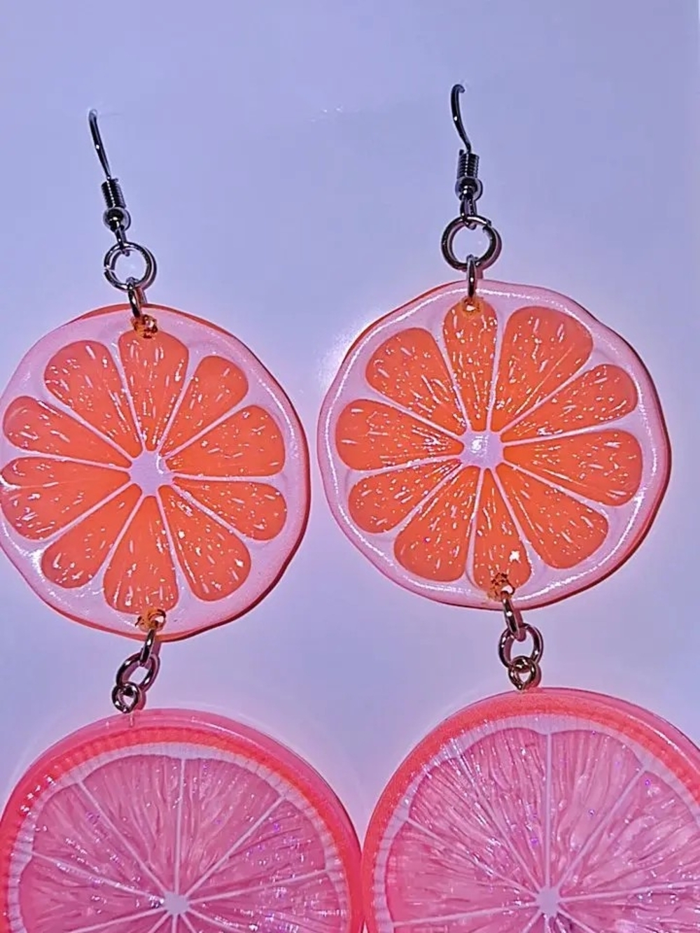 Pink Citrus Slice Dangle Earrings - Fun Fruit-Inspired Jewelry